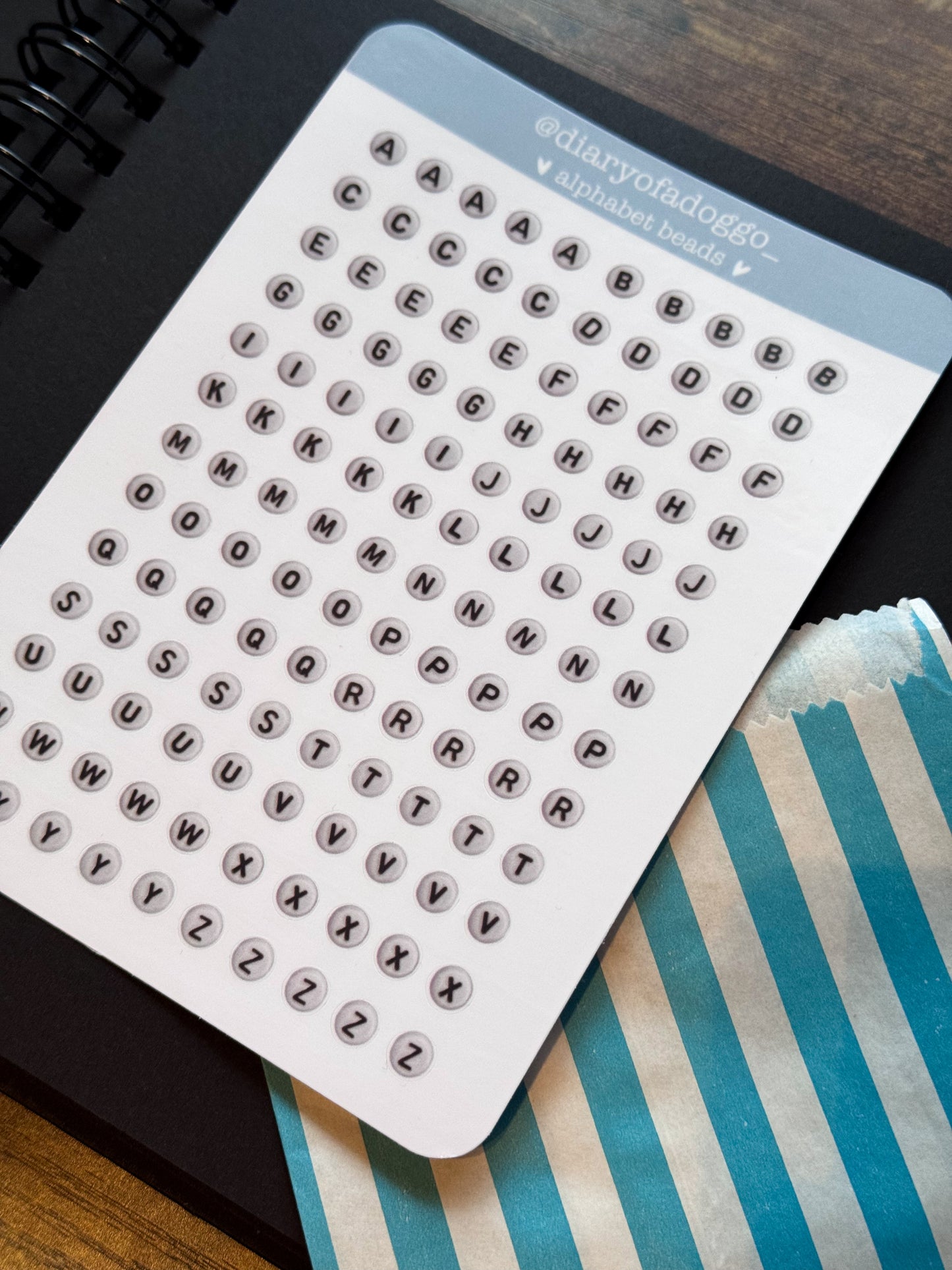Alphabet Beads sticker sheet