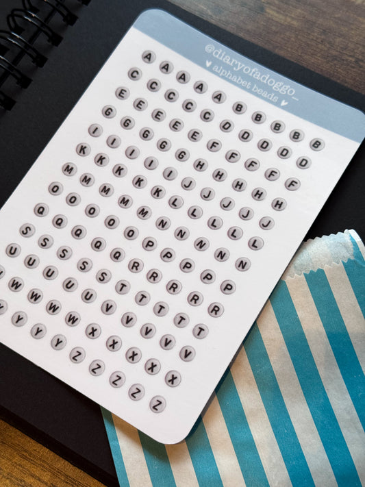 Alphabet Beads sticker sheet