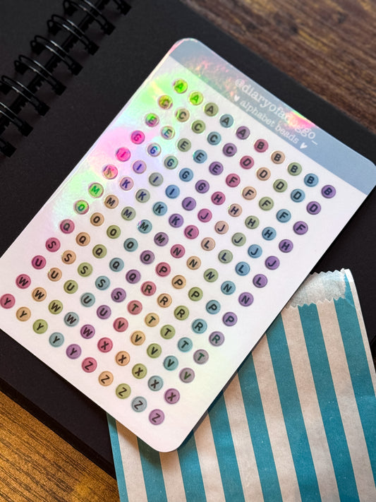 Rainbow Alphabet Bead sticker sheet