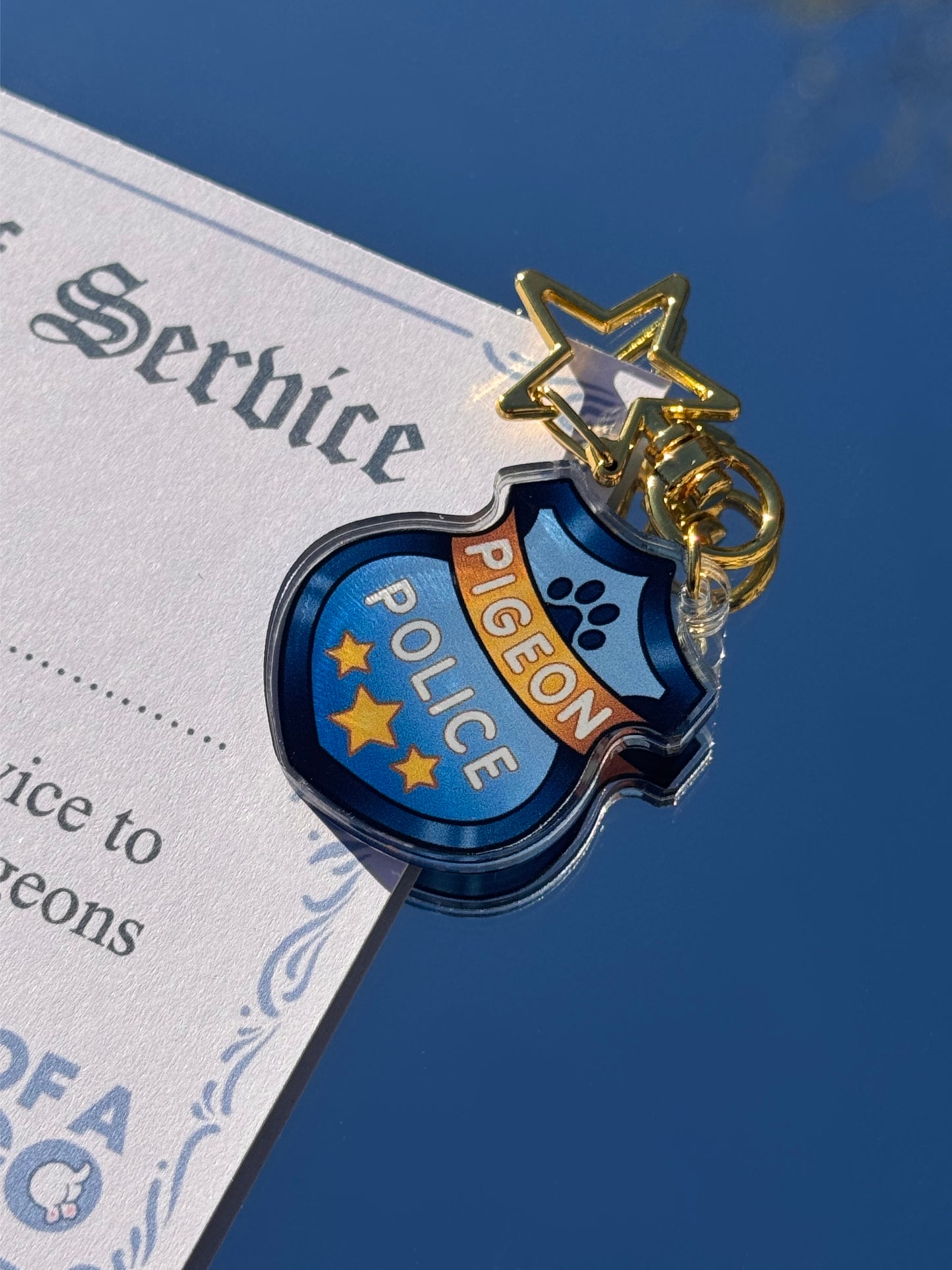 Pigeon Police collar charm