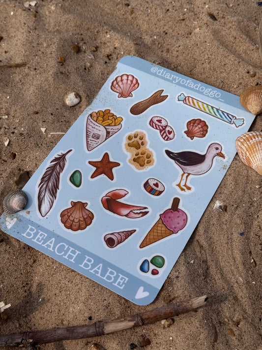 Beach Babe sticker sheet